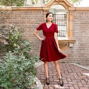 Rachel Parcell Cranberry Bow Sleeve Dress